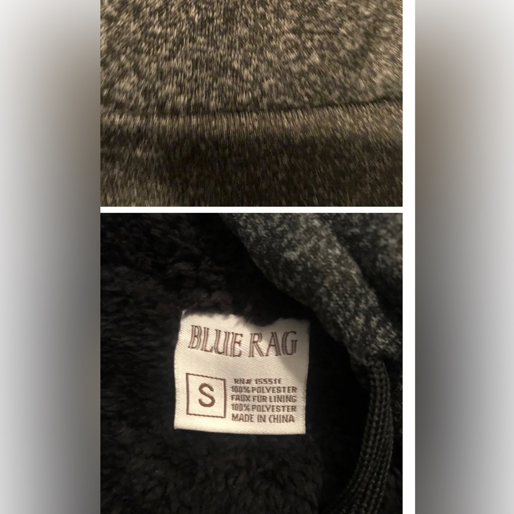 Blue Rag NWT zipper Hoodie Small color black marbled very warm interior - Picture 6 of 7